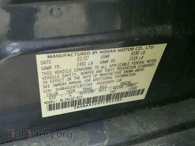 2007 NISSAN MAXIMA - VIN: 1N4BA41E67C851564 - Фото 10
