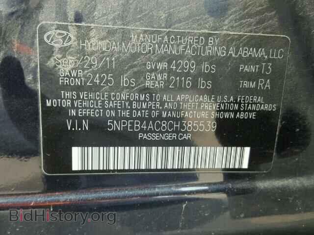 2012 HYUNDAI SONATA - VIN: 5NPEB4AC8CH385539 - Photo 10