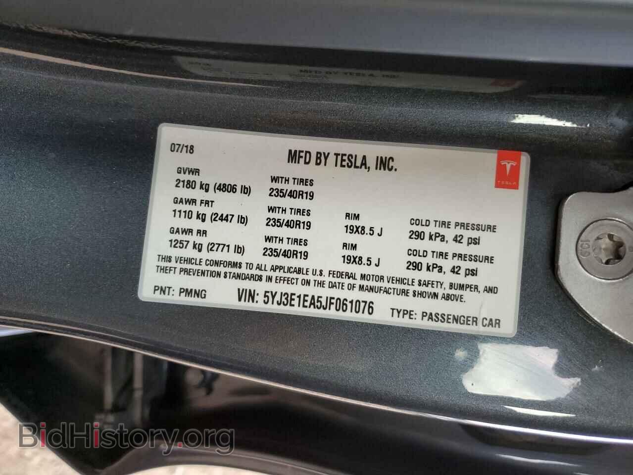 2018 TESLA MODEL 3 - VIN: 5YJ3E1EA5JF061076 - Фото 12