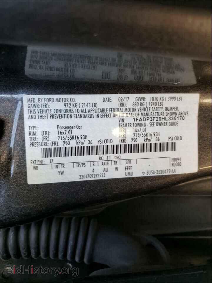2017 FORD FOCUS - VIN: 1FADP3F20HL335170 - Фото 10