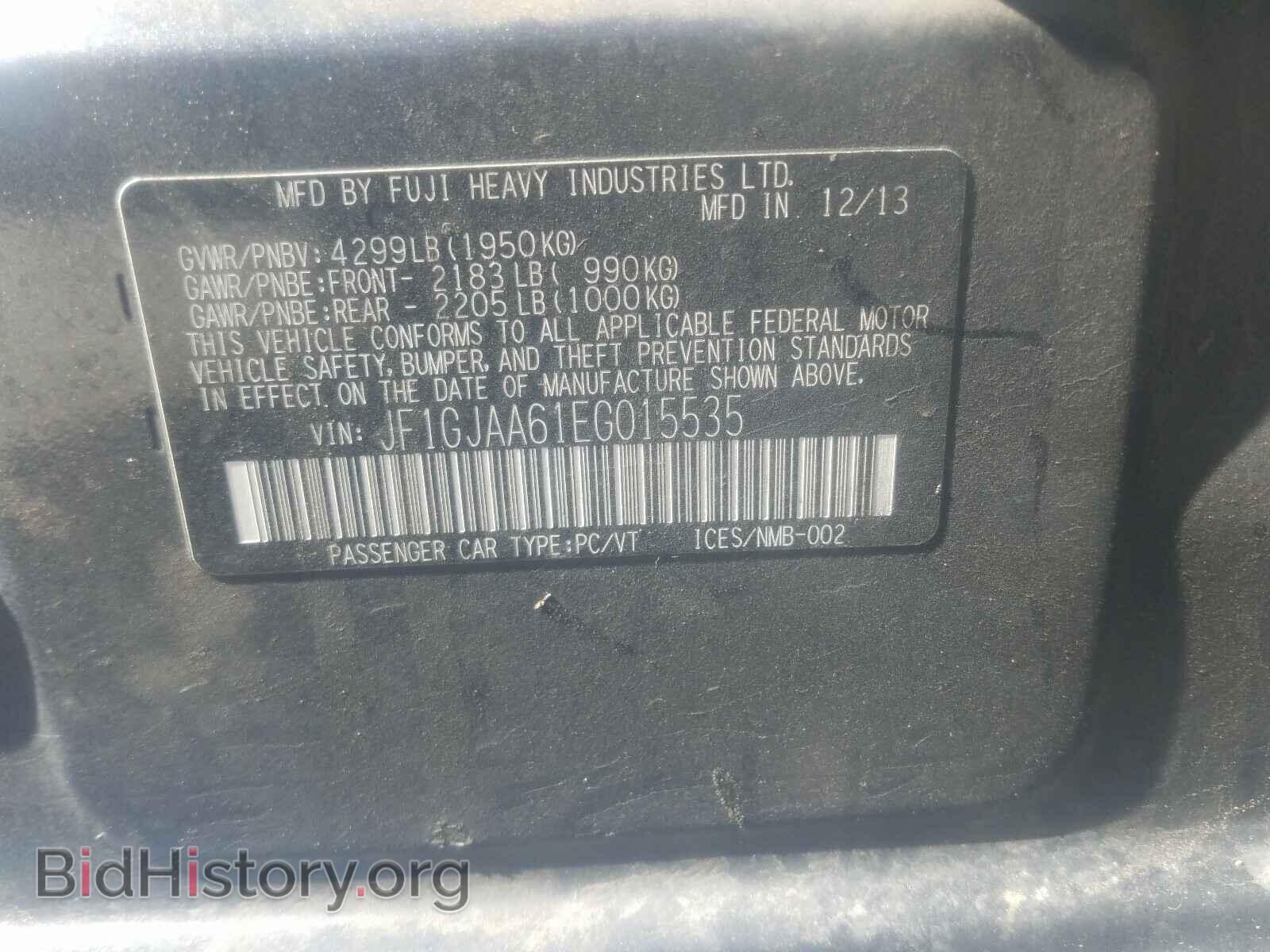 2014 SUBARU IMPREZA - VIN: JF1GJAA61EG015535 - Фото 10