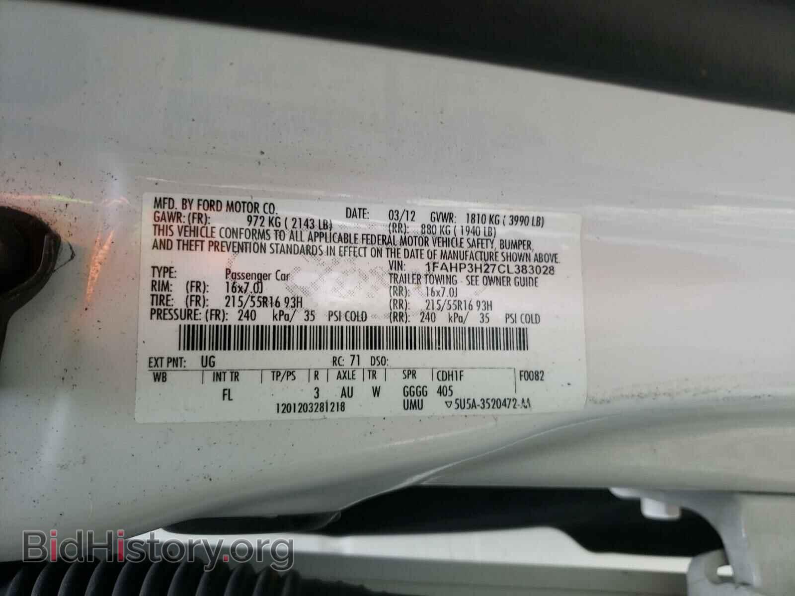 2012 FORD FOCUS - VIN: 1FAHP3H27CL383028 - Фото 10