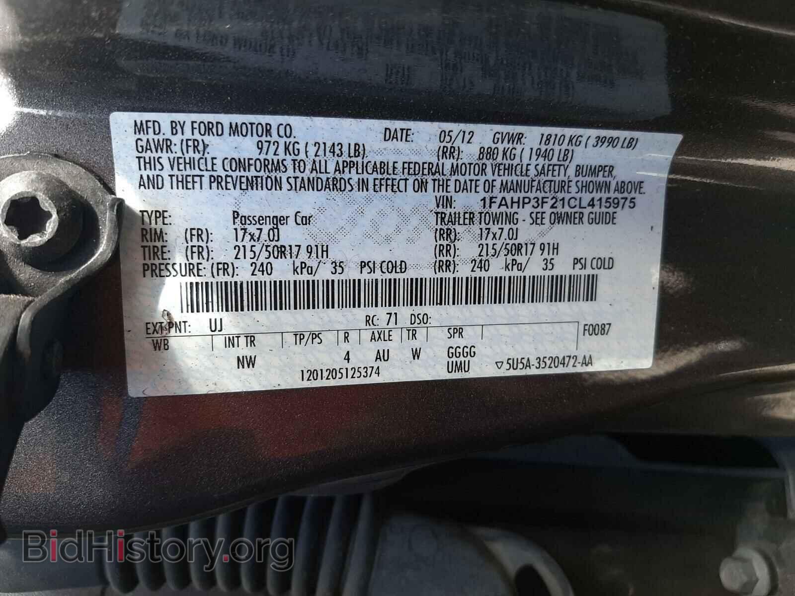 2012 FORD FOCUS - VIN: 1FAHP3F21CL415975 - Фото 10
