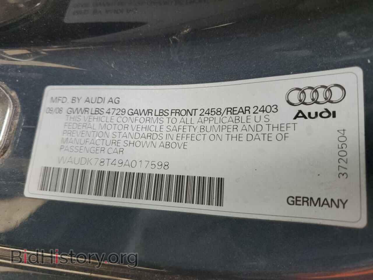 2009 AUDI A5 - VIN: WAUDK78T49A017598 - Фото 13