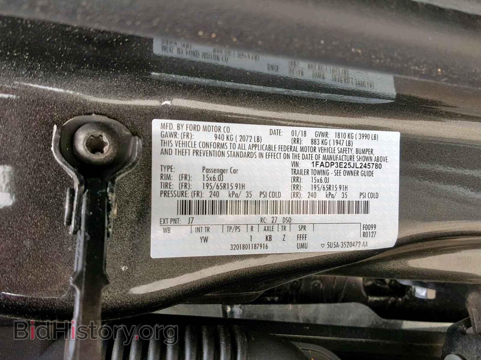 2018 FORD FOCUS - VIN: 1FADP3E25JL245780 - Фото 10