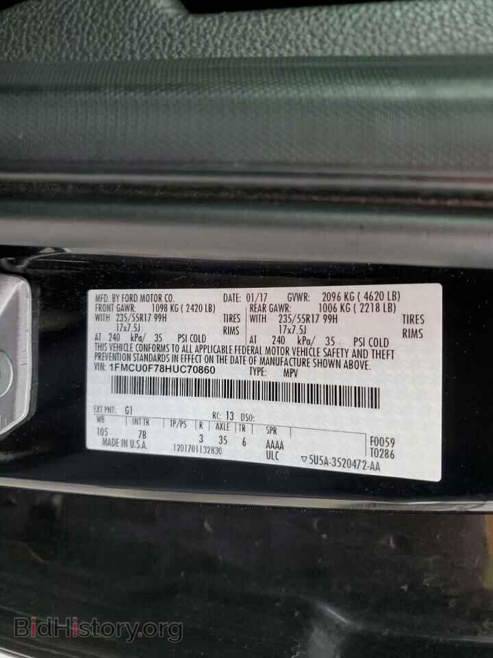 2017 FORD ESCAPE - VIN: 1FMCU0F78HUC70860 - Фото 12