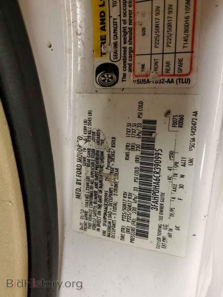 2012 FORD ALL Models - VIN: 3FAHP0HA6CR390995 - Фото 12