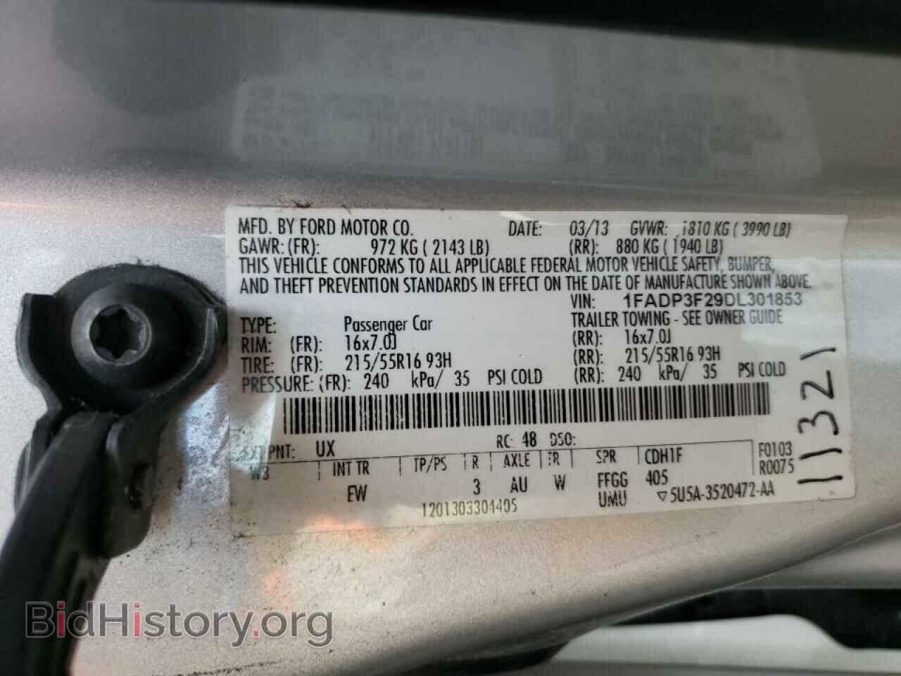 2013 FORD FOCUS - VIN: 1FADP3F29DL301853 - Фото 10