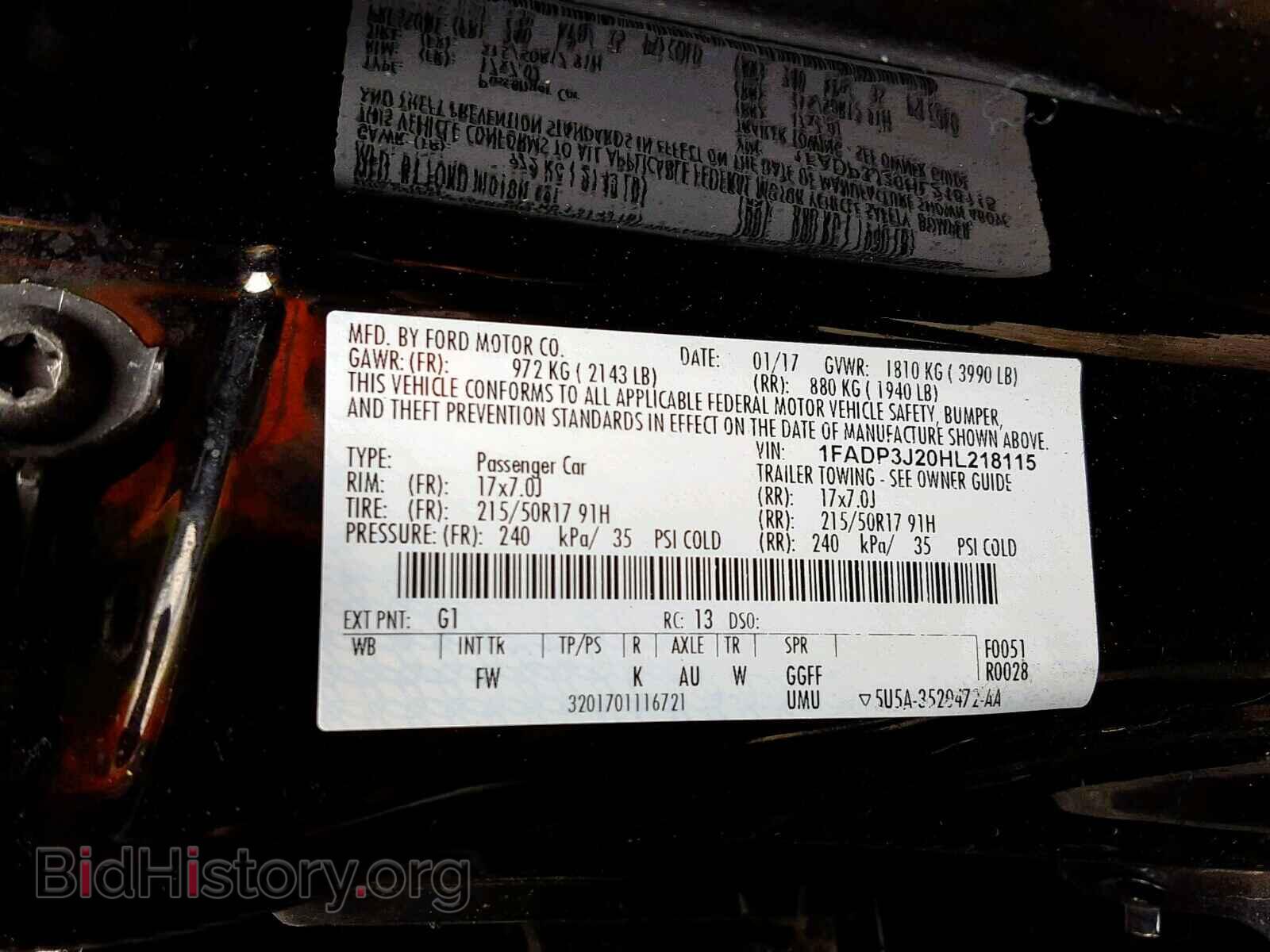 2017 FORD FOCUS - VIN: 1FADP3J20HL218115 - Фото 10