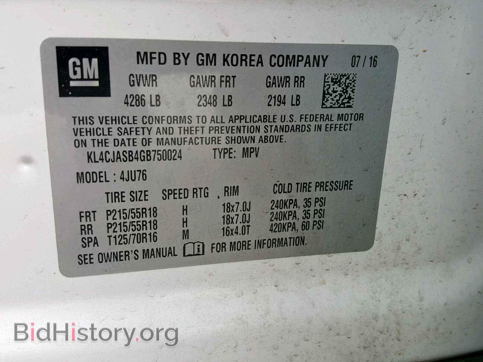 2016 BUICK ENCORE - VIN: KL4CJASB4GB750024 - Фото 10