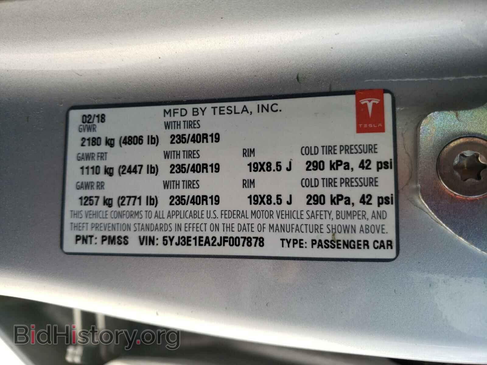 2018 TESLA MODEL 3 - VIN: 5YJ3E1EA2JF007878 - Фото 10