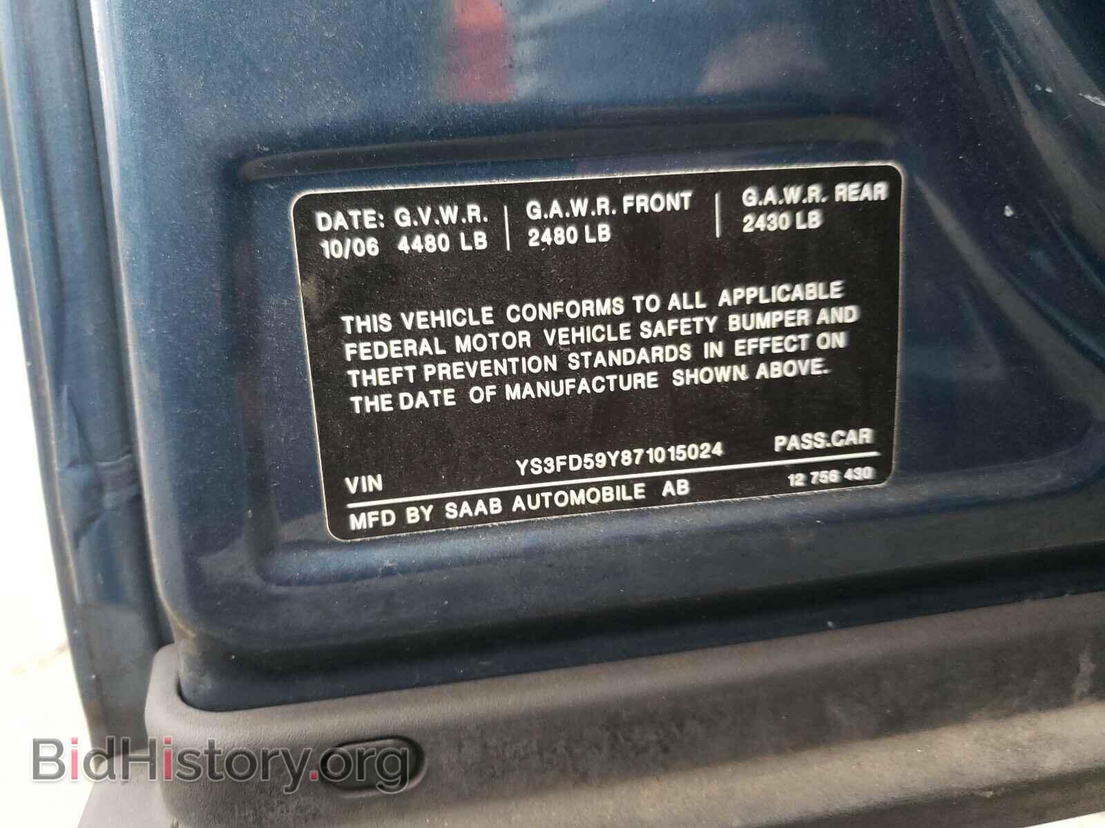 2007 SAAB 9 3 - VIN: YS3FD59Y871015024 - Фото 10