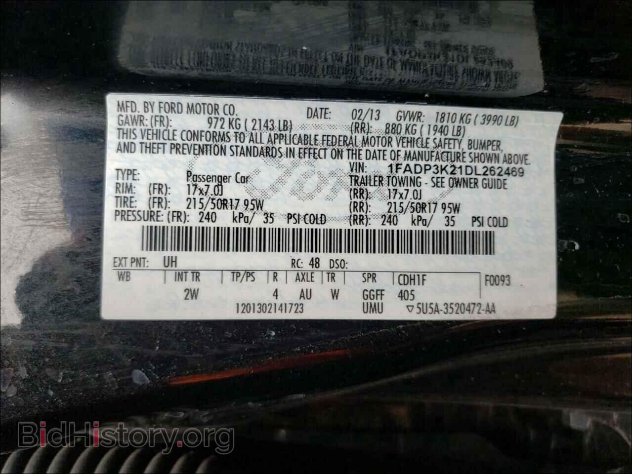 2013 FORD FOCUS - VIN: 1FADP3K21DL262469 - Фото 10