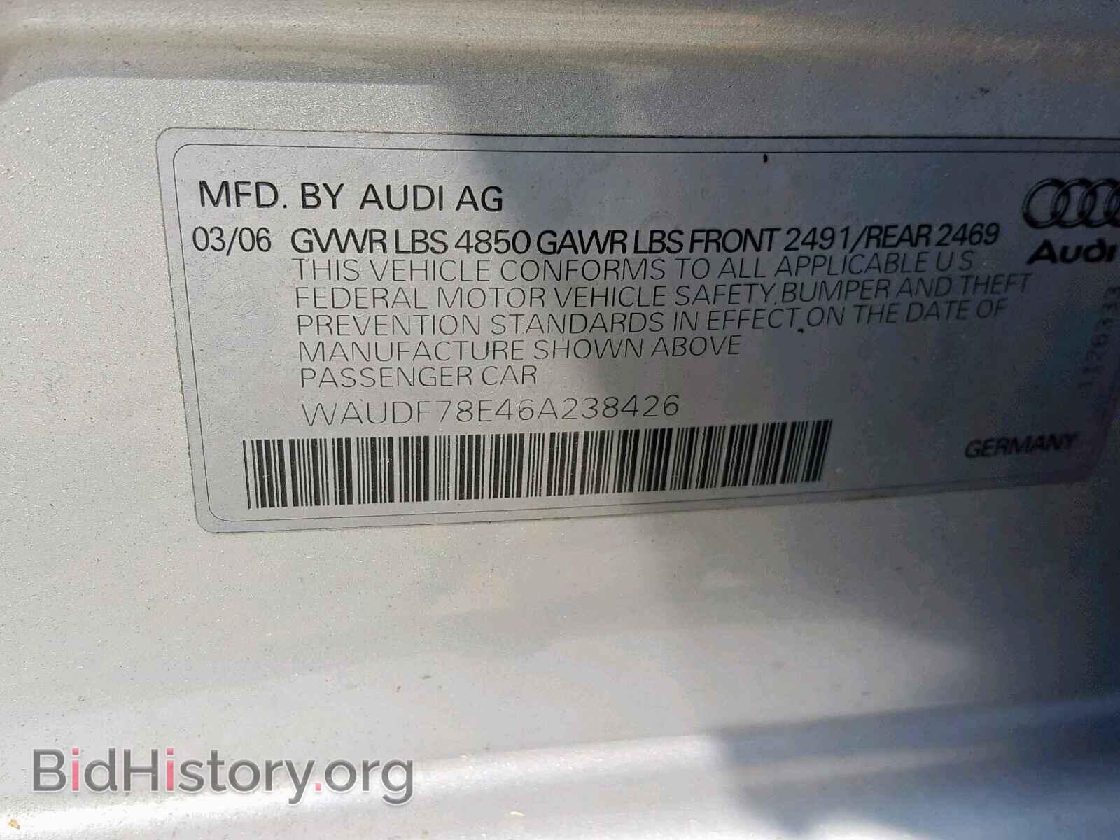 2006 AUDI A4 - VIN: WAUDF78E46A238426 - Photo 10
