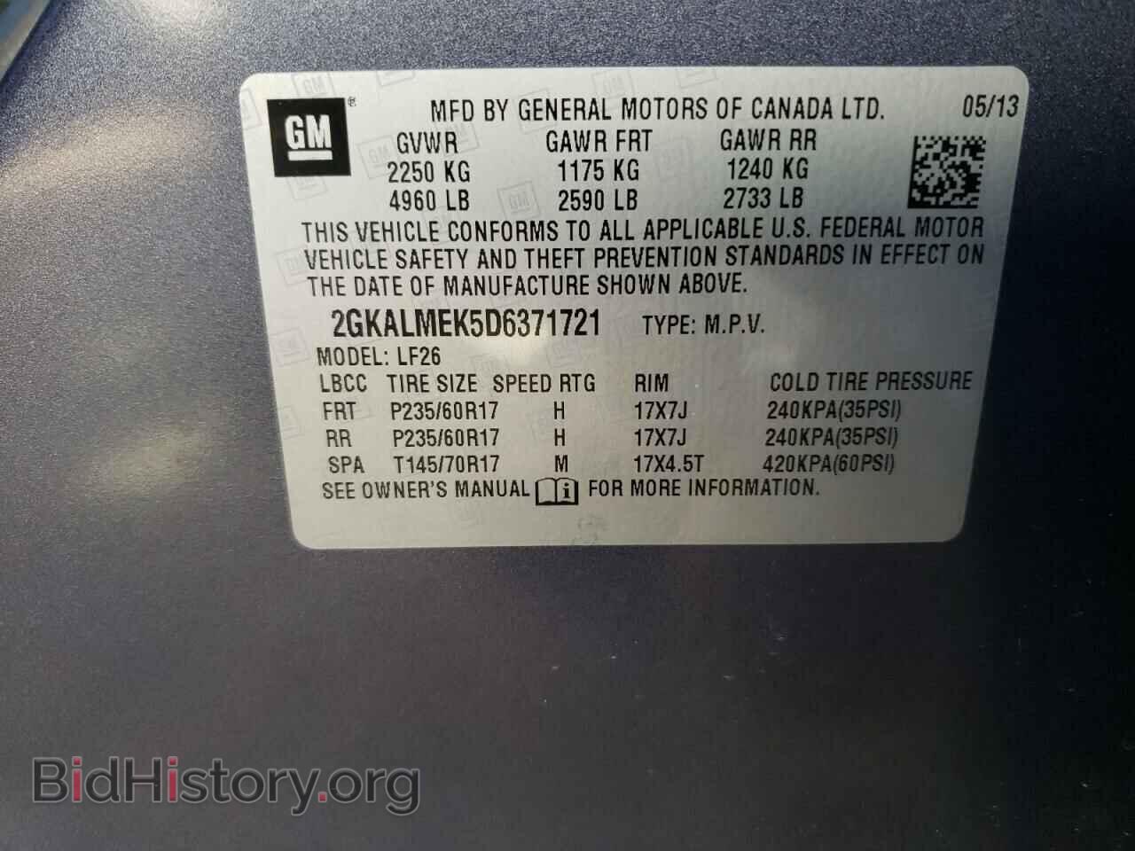2013 GMC TERRAIN - VIN: 2GKALMEK5D6371721 - Photo 10