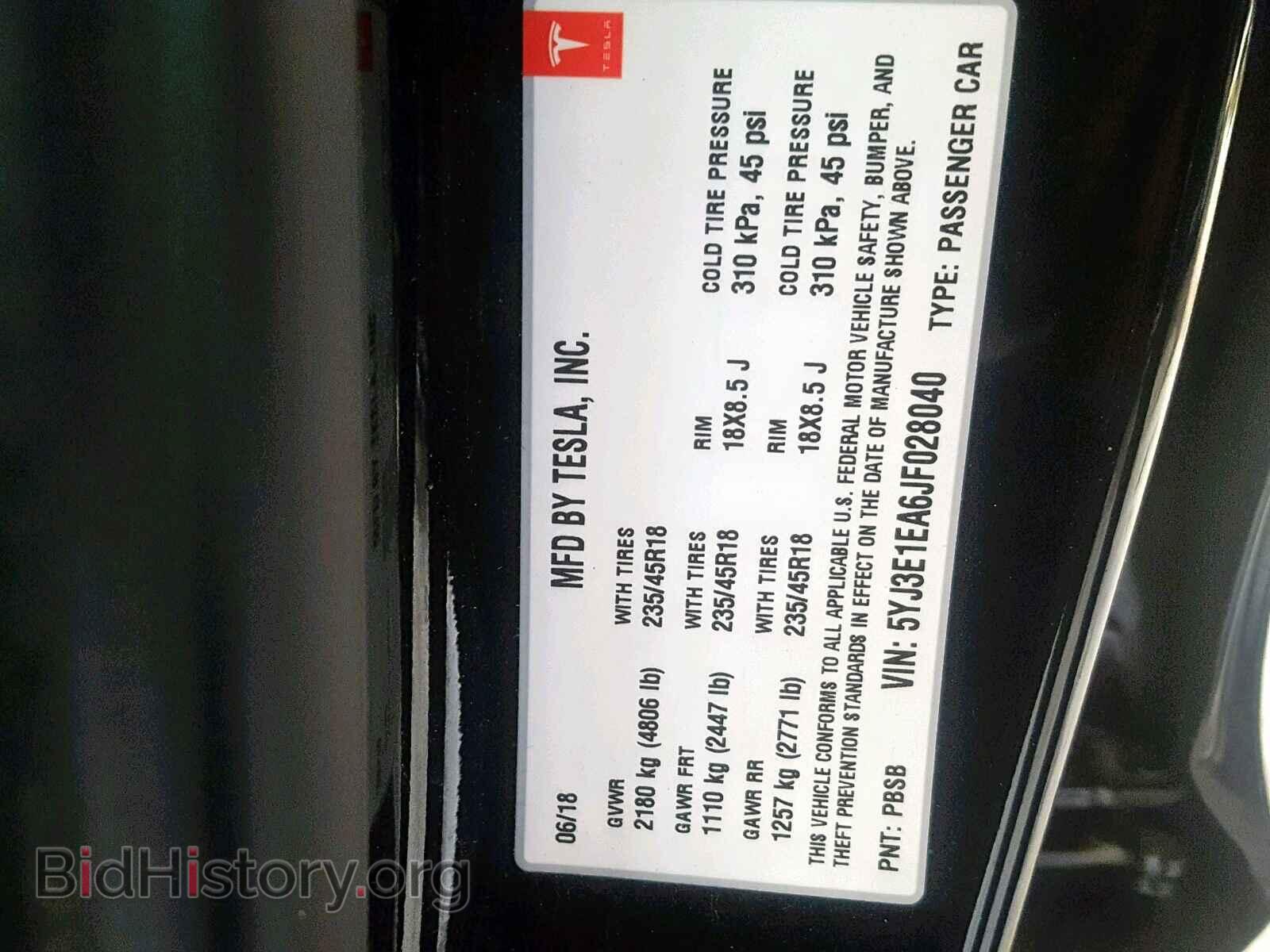 2018 TESLA MODEL 3 - VIN: 5YJ3E1EA6JF028040 - Фото 10