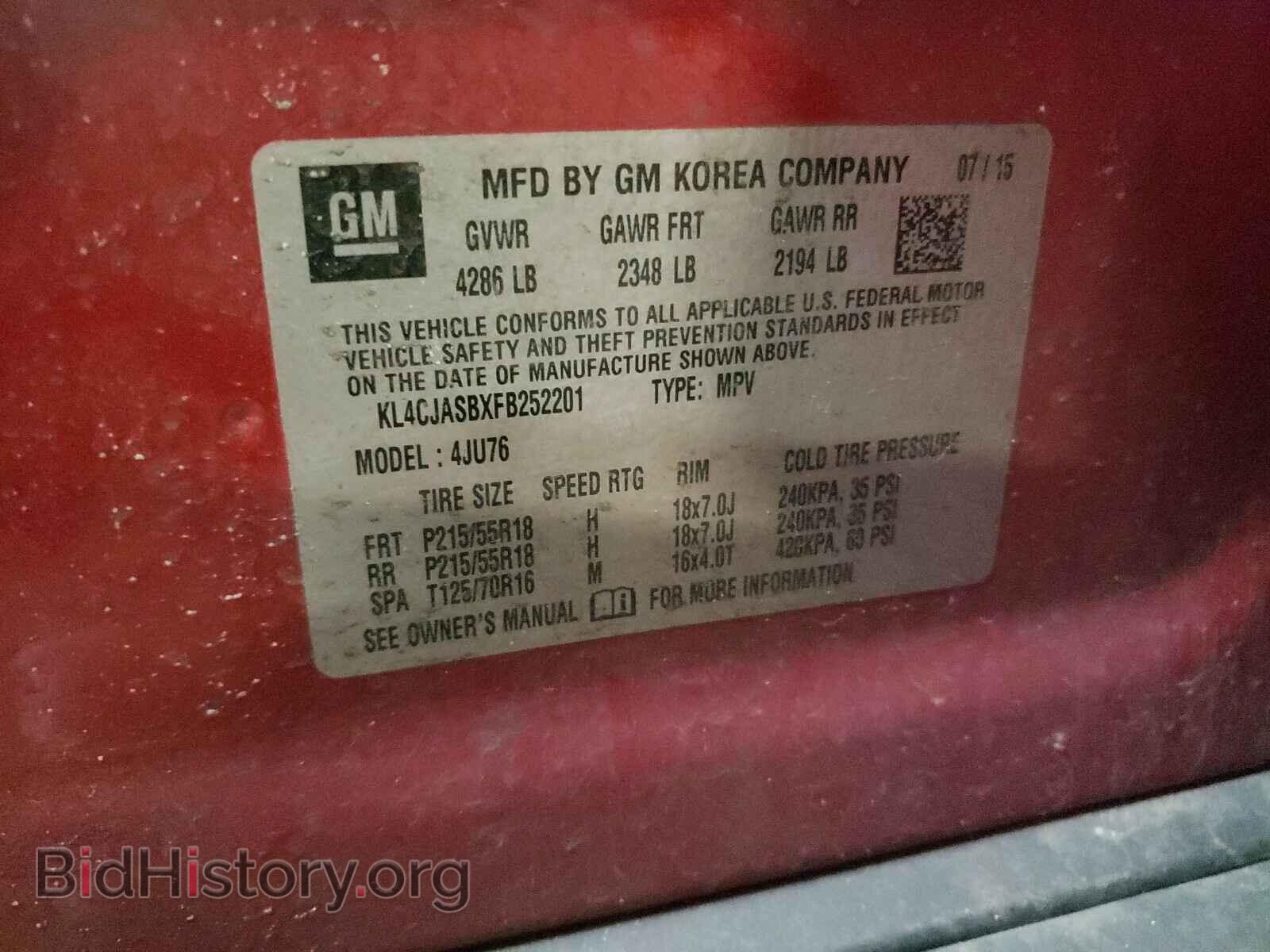2015 BUICK ENCORE - VIN: KL4CJASBXFB252201 - Photo 10