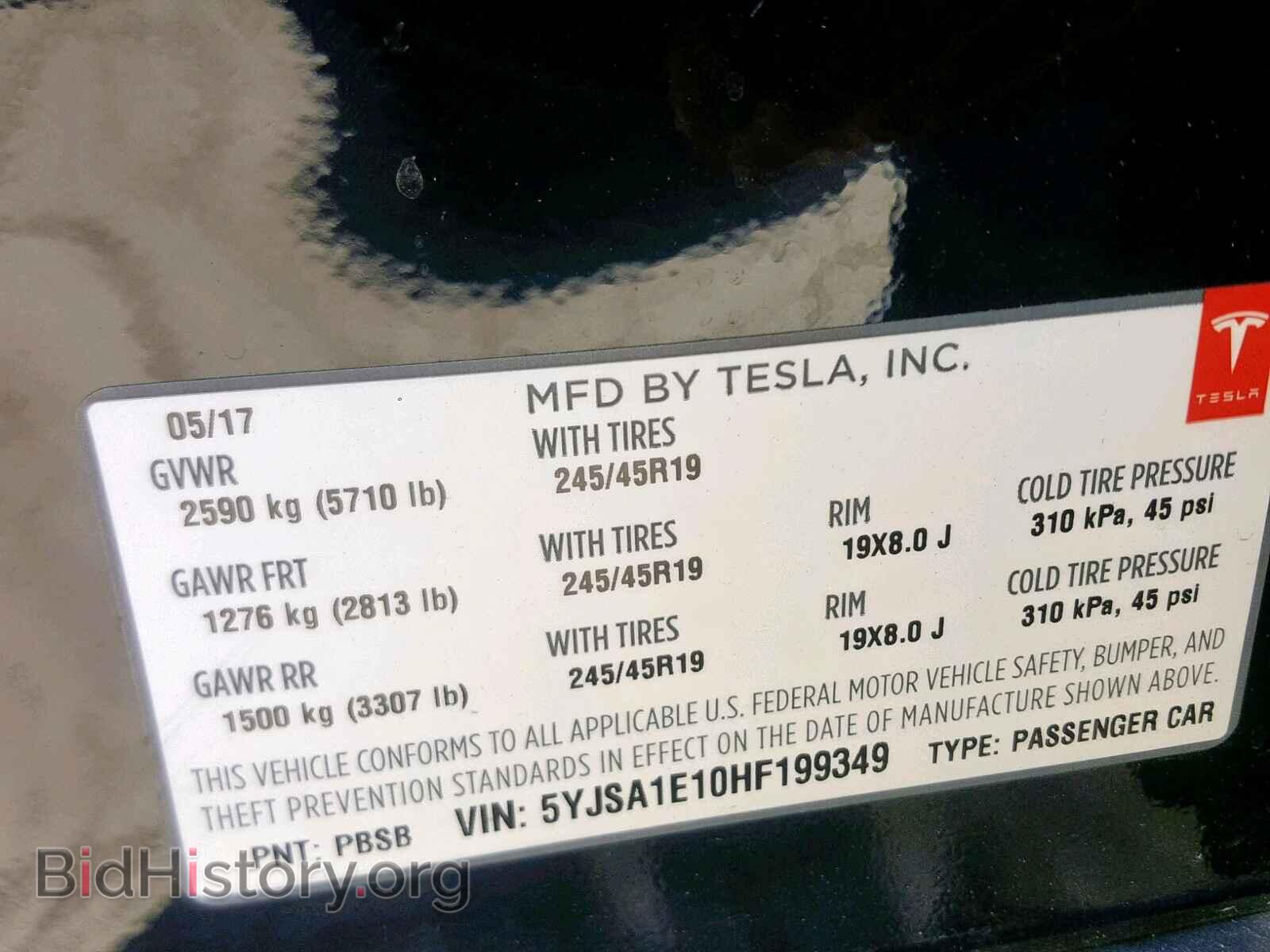 2017 TESLA MODEL S - VIN: 5YJSA1E10HF199349 - Photo 10