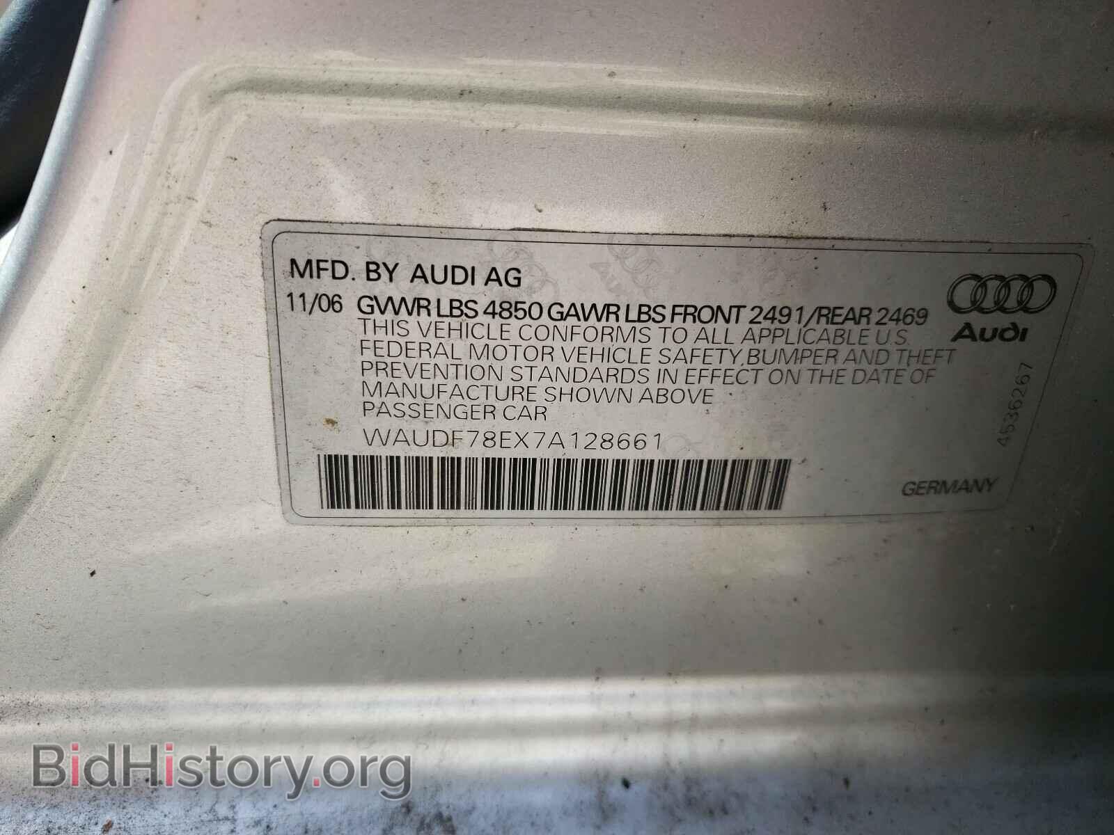 2007 AUDI A4 - VIN: WAUDF78EX7A128661 - Фото 10