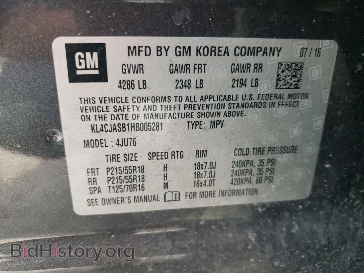 2017 BUICK ENCORE - VIN: KL4CJASB1HB005281 - Фото 10