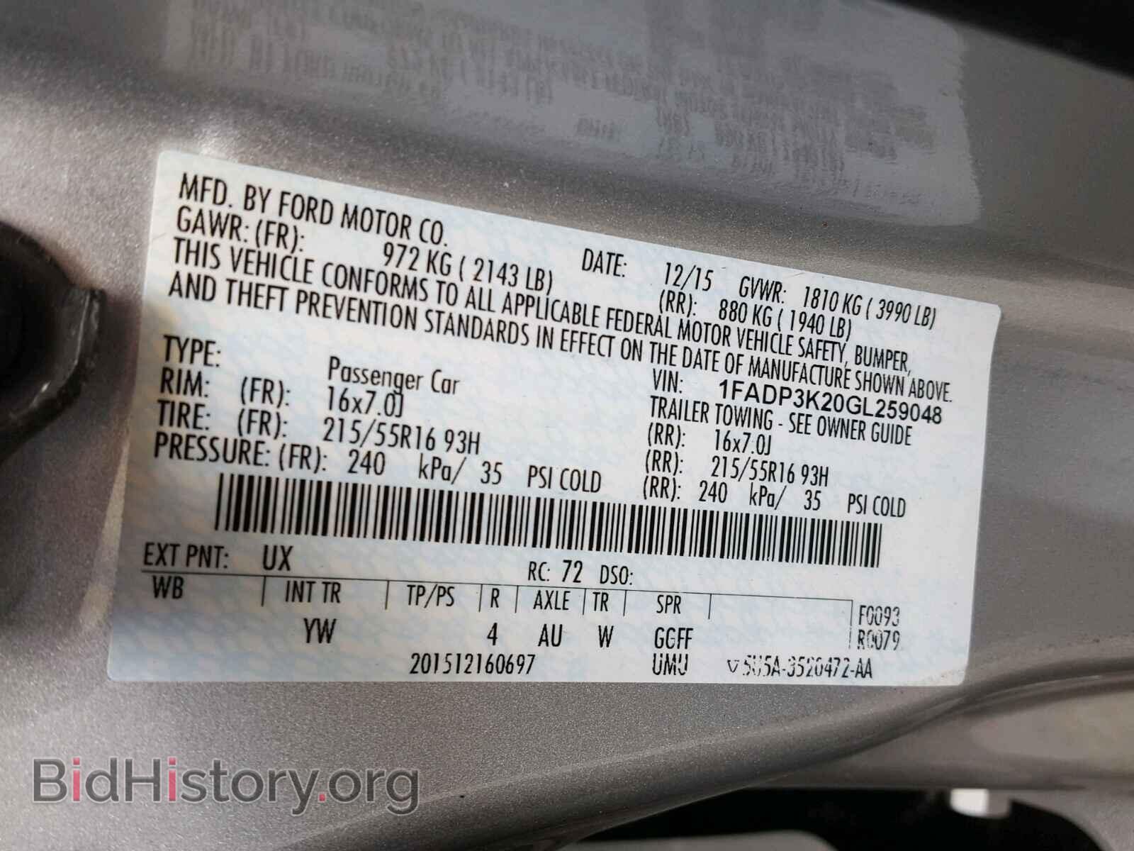 2016 FORD FOCUS SE - VIN: 1FADP3K20GL259048 - Фото 10