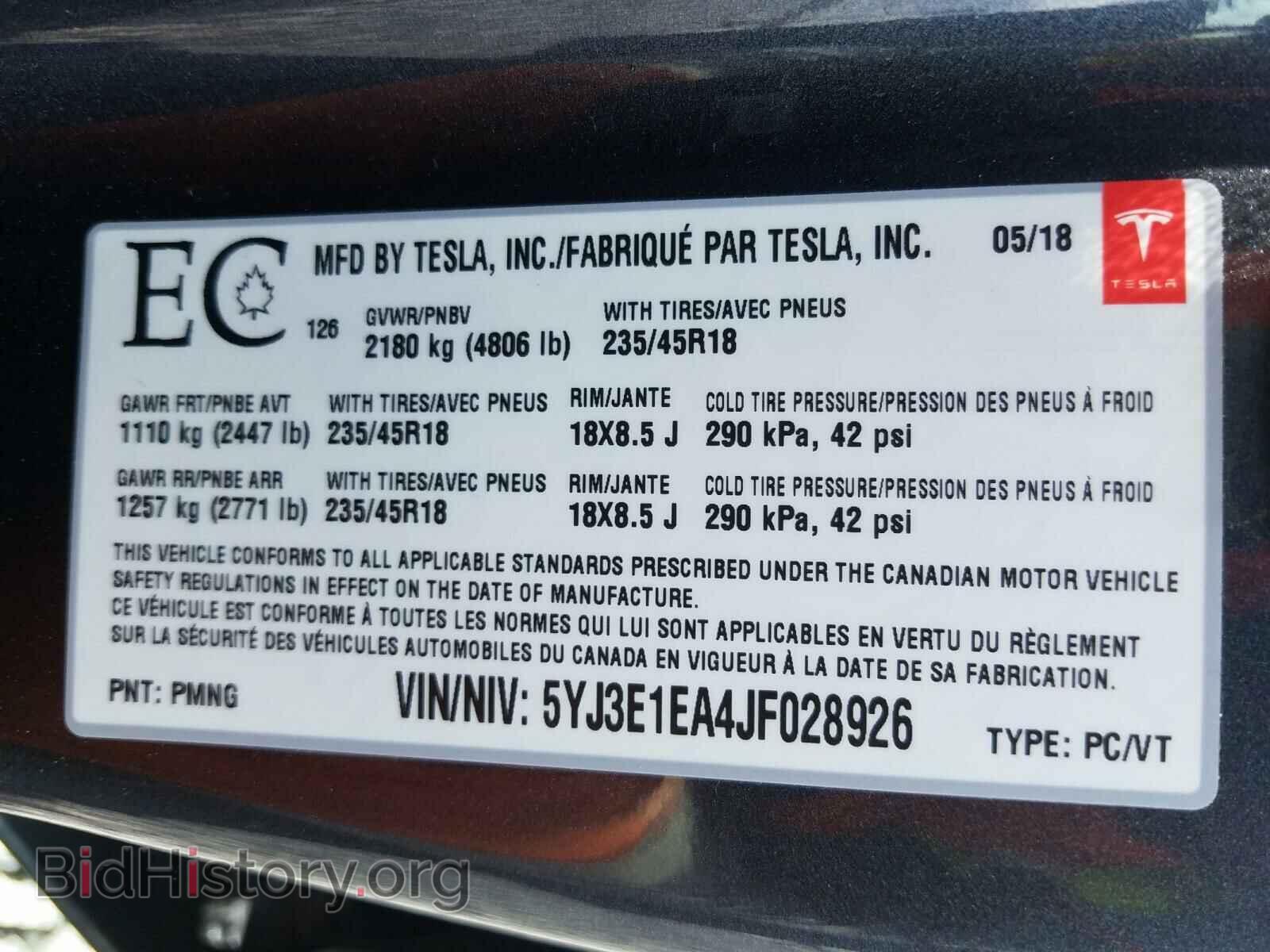 2018 TESLA MODEL 3 - VIN: 5YJ3E1EA4JF028926 - Photo 10