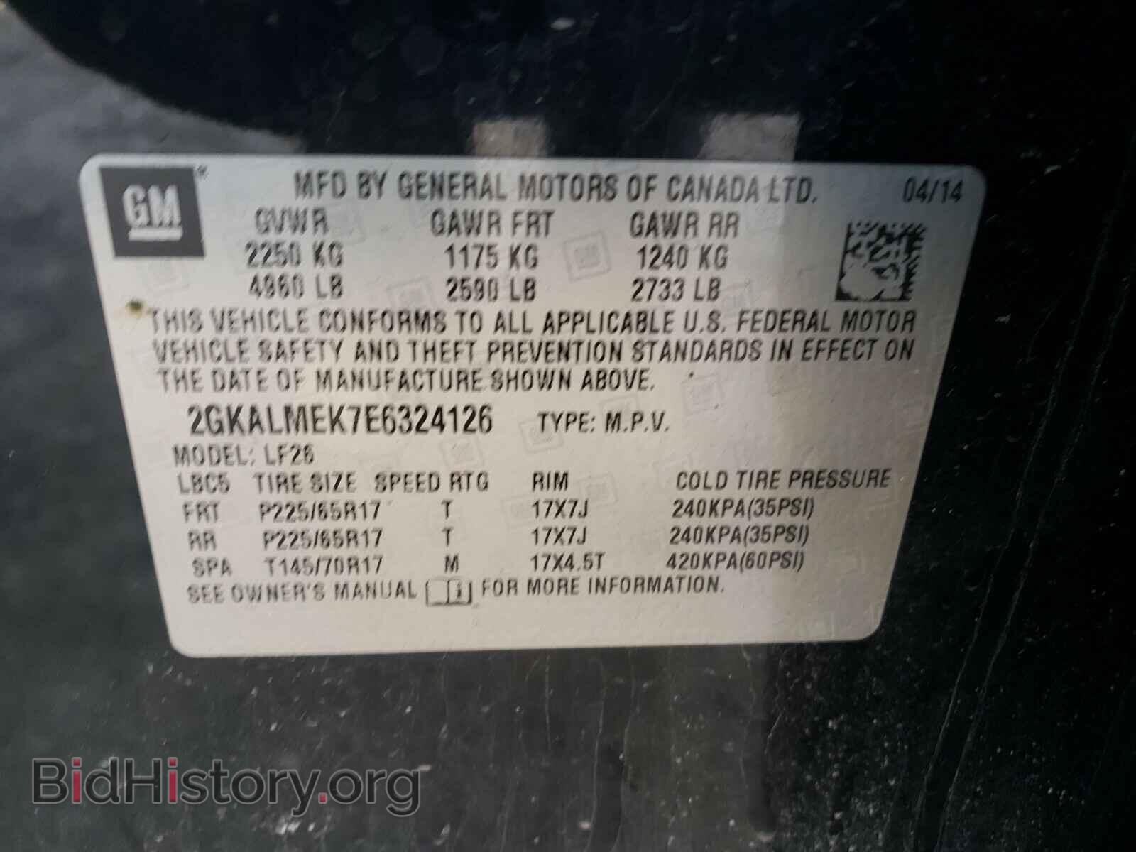 2014 GMC TERRAIN - VIN: 2GKALMEK7E6324126 - Photo 10