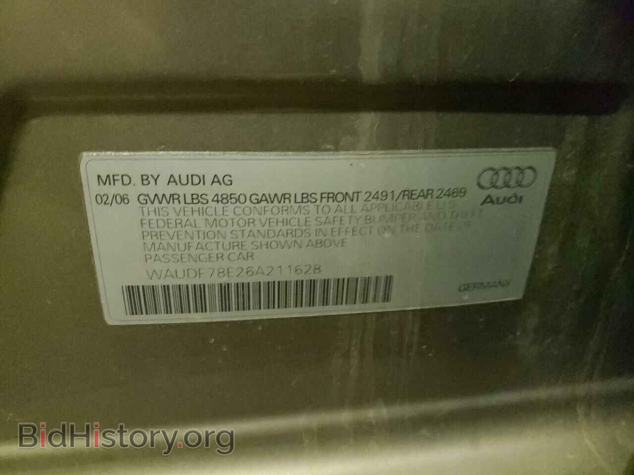 2006 AUDI A4 - VIN: WAUDF78E26A211628 - Фото 10