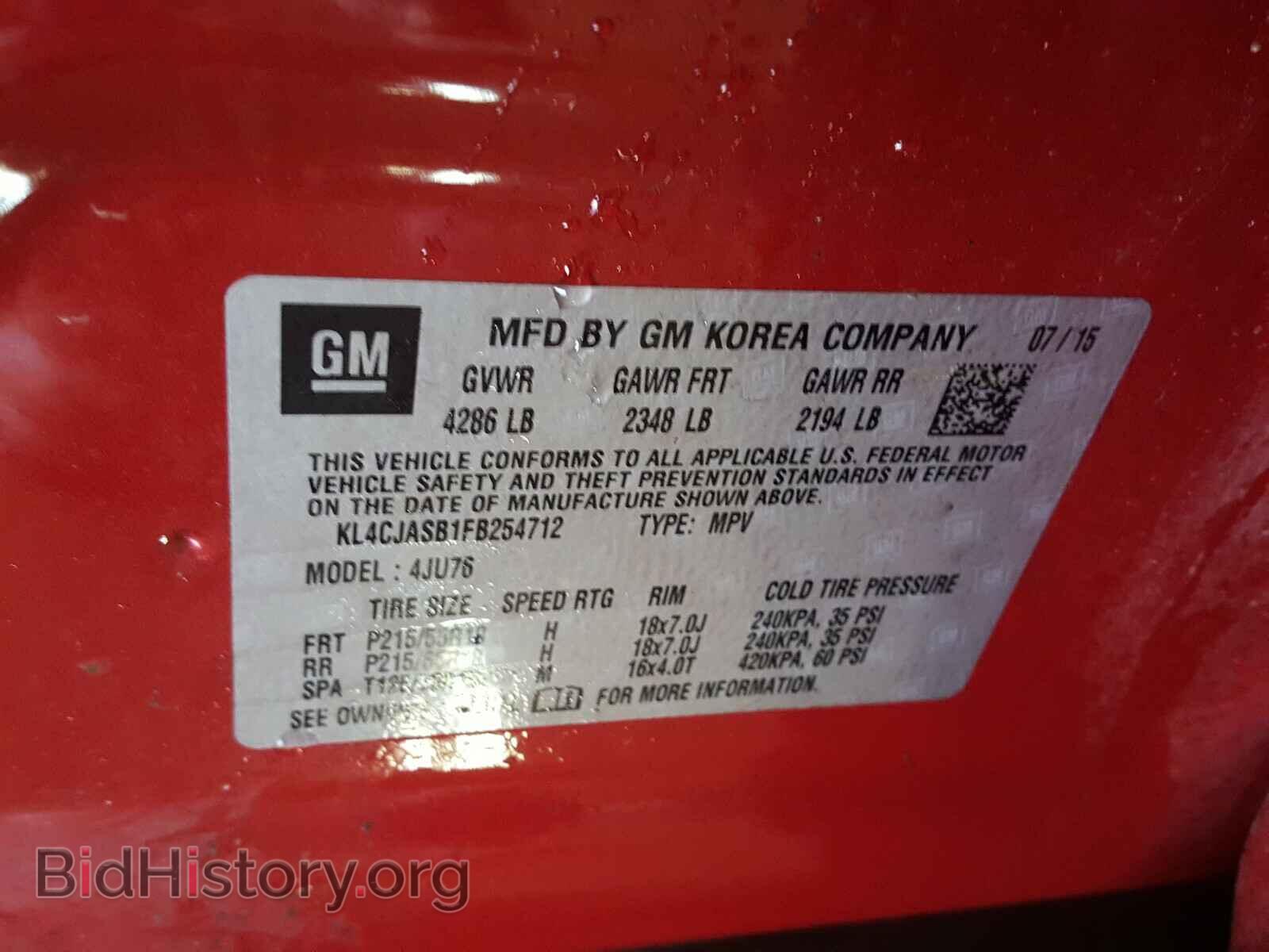 2015 BUICK ENCORE - VIN: KL4CJASB1FB254712 - Фото 10