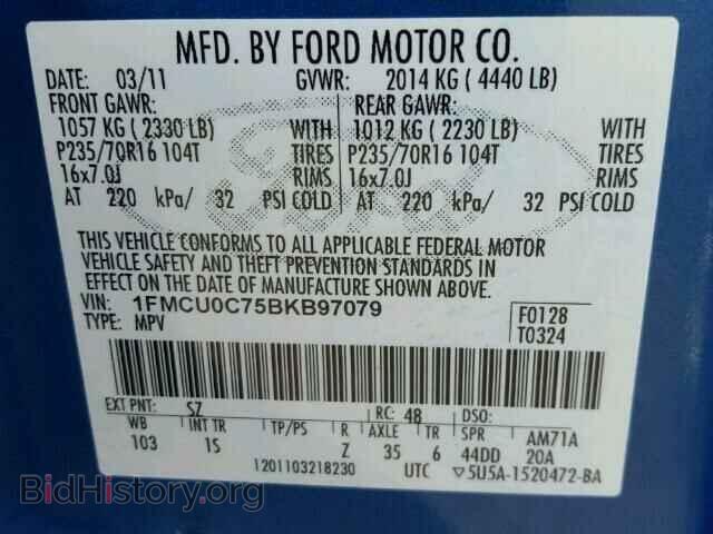 2011 FORD ESCAPE - VIN: 1FMCU0C75BKB97079 - Фото 10