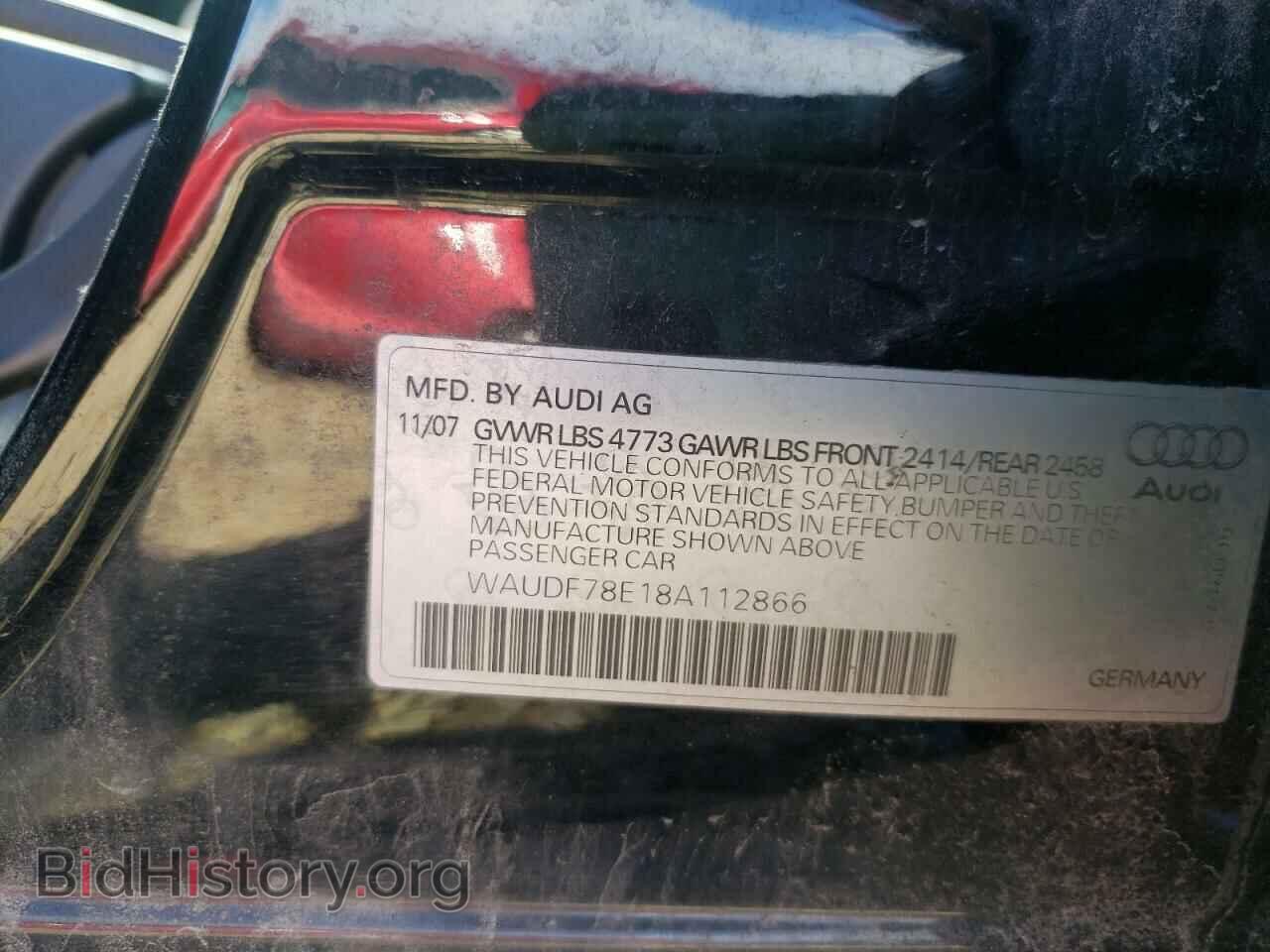 2008 AUDI A4 - VIN: WAUDF78E18A112866 - Фото 10