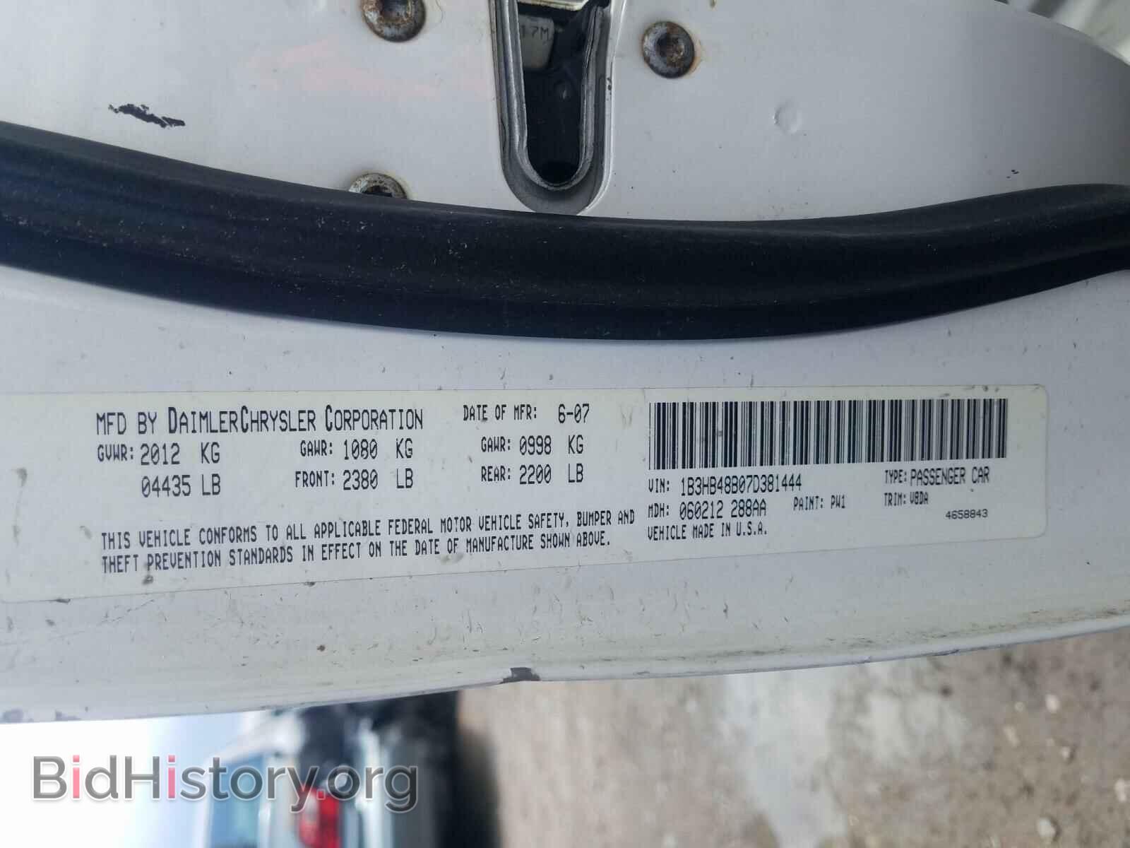 2007 DODGE CALIBER - VIN: 1B3HB48B07D381444 - Photo 10