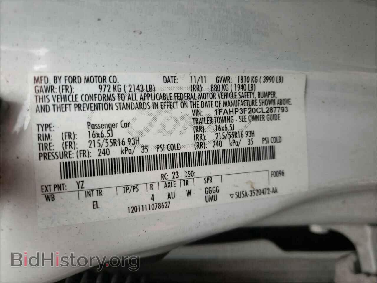 2012 FORD FOCUS - VIN: 1FAHP3F20CL287793 - Фото 10