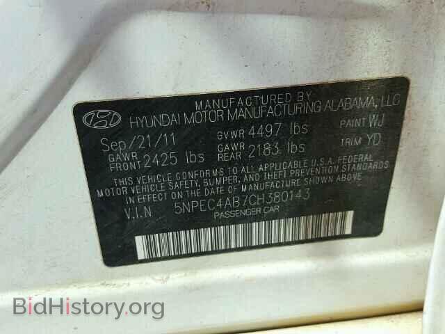 2012 HYUNDAI SONATA - VIN: 5NPEC4AB7CH380143 - Фото 10