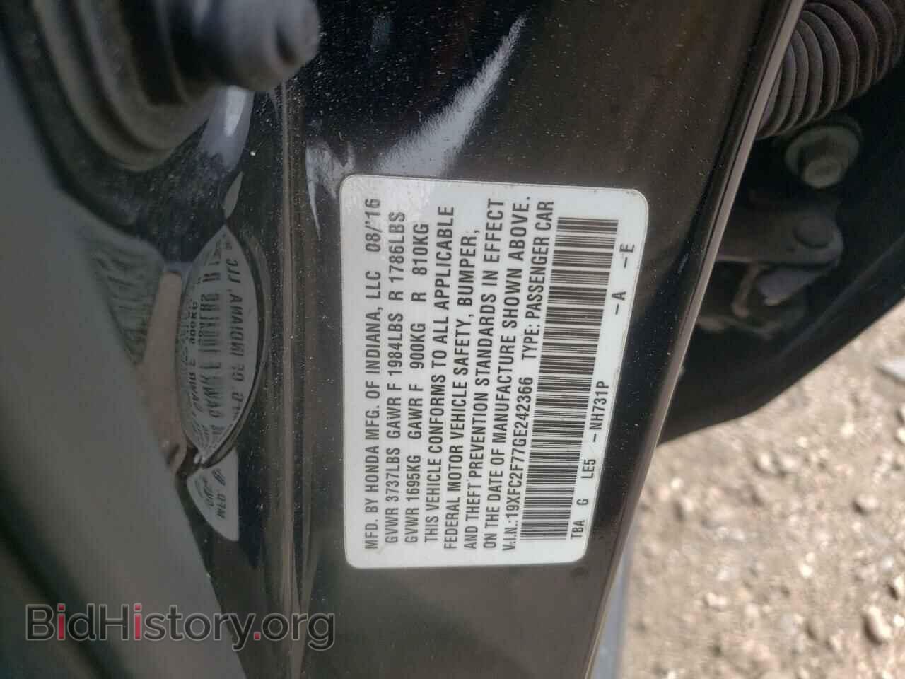 2016 HONDA CIVIC - VIN: 19XFC2F77GE242366 - Фото 10