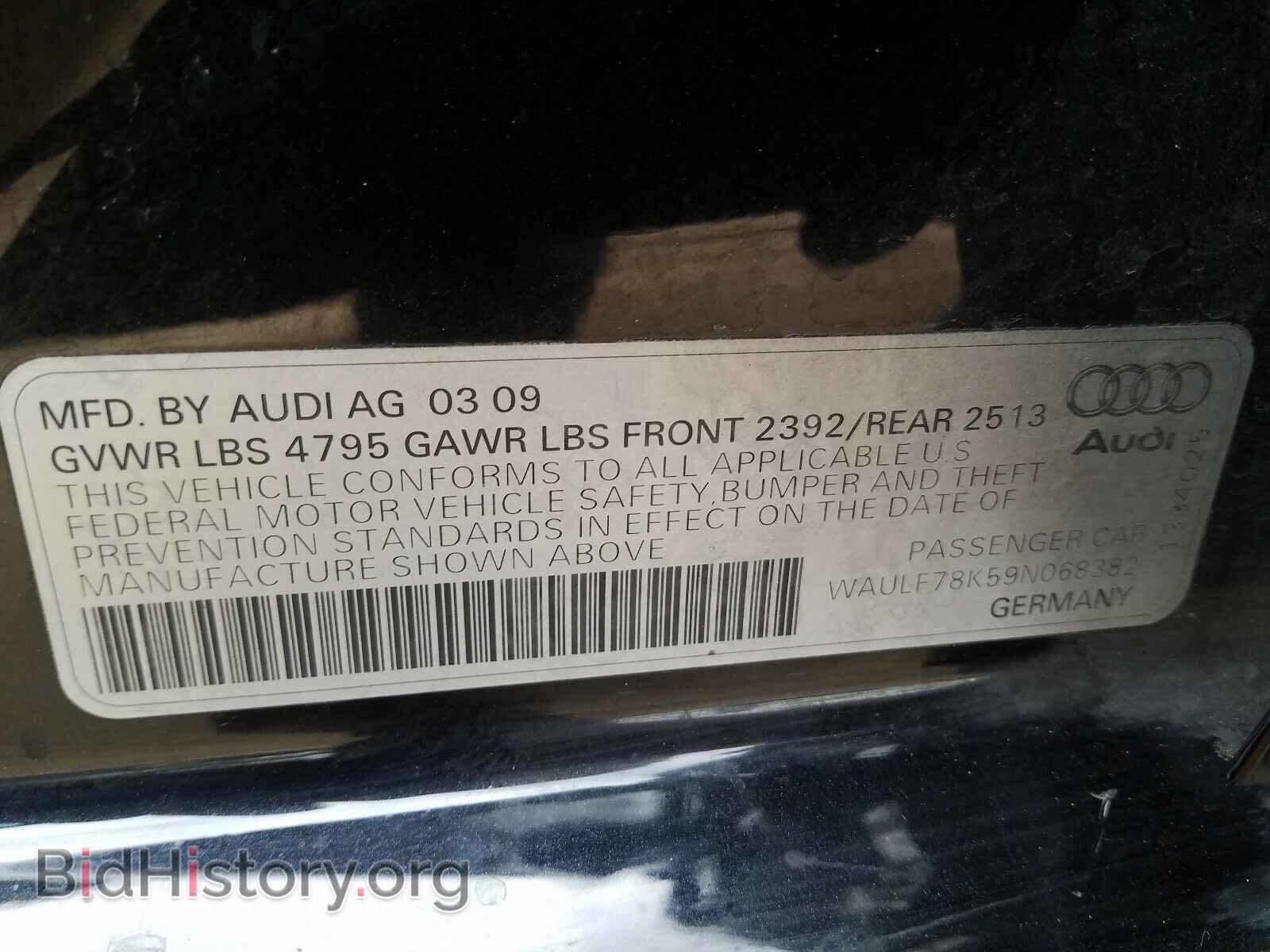2009 AUDI A4 - VIN: WAULF78K59N068382 - Фото 10