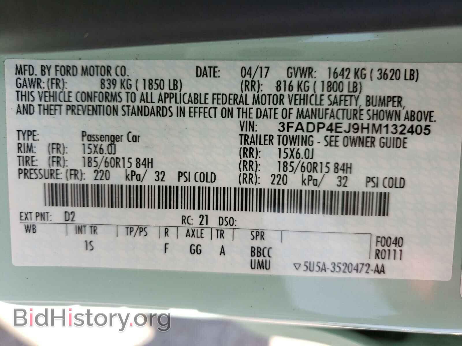 2017 FORD FIESTA - VIN: 3FADP4EJ9HM132405 - Фото 8
