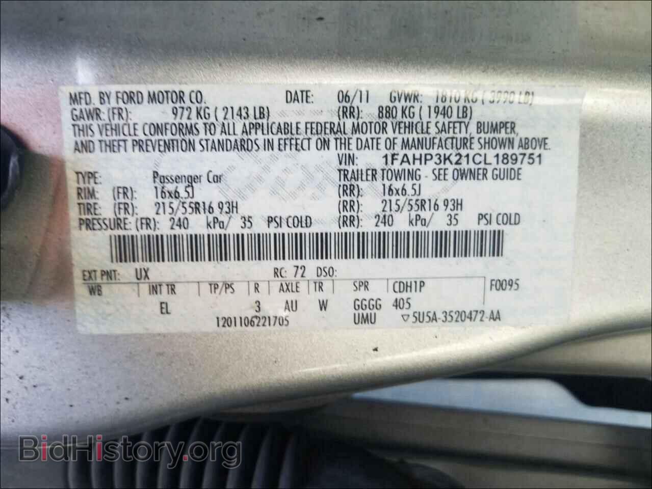 2012 FORD FOCUS - VIN: 1FAHP3K21CL189751 - Фото 10