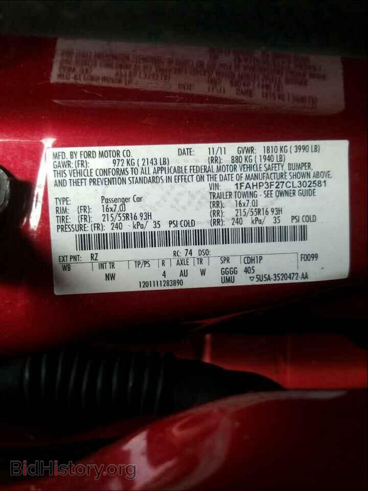 2012 FORD FOCUS - VIN: 1FAHP3F27CL302581 - Фото 10