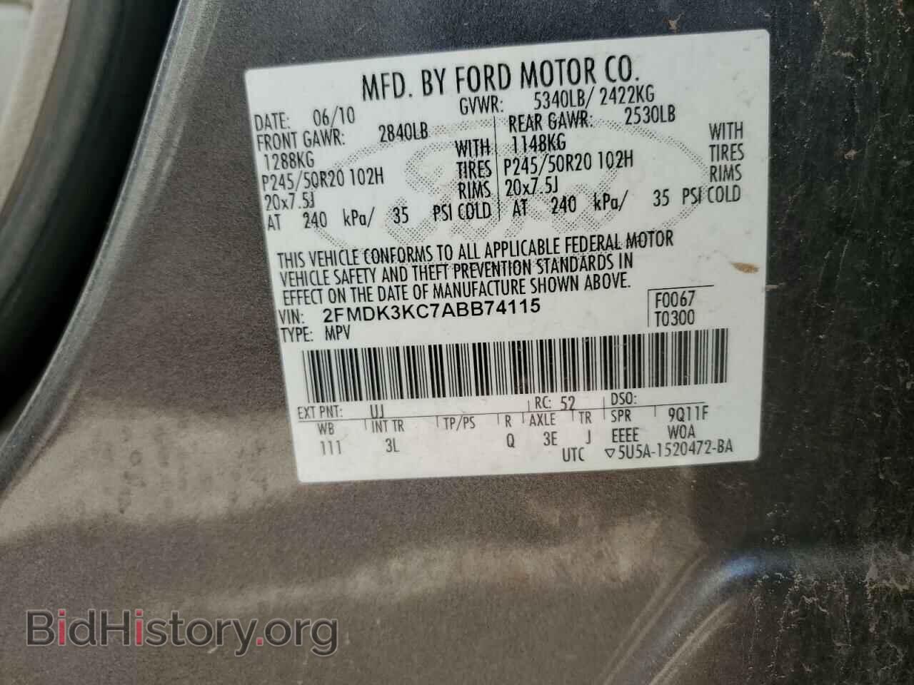 2010 FORD EDGE - VIN: 2FMDK3KC7ABB74115 - Фото 13