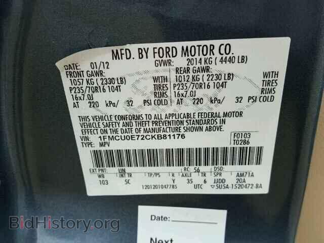 2012 FORD ESCAPE - VIN: 1FMCU0E72CKB81176 - Фото 10