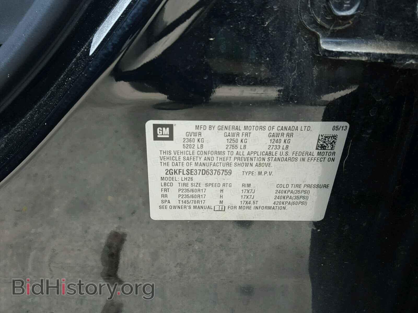 2013 GMC TERRAIN - VIN: 2GKFLSE37D6376759 - Photo 10
