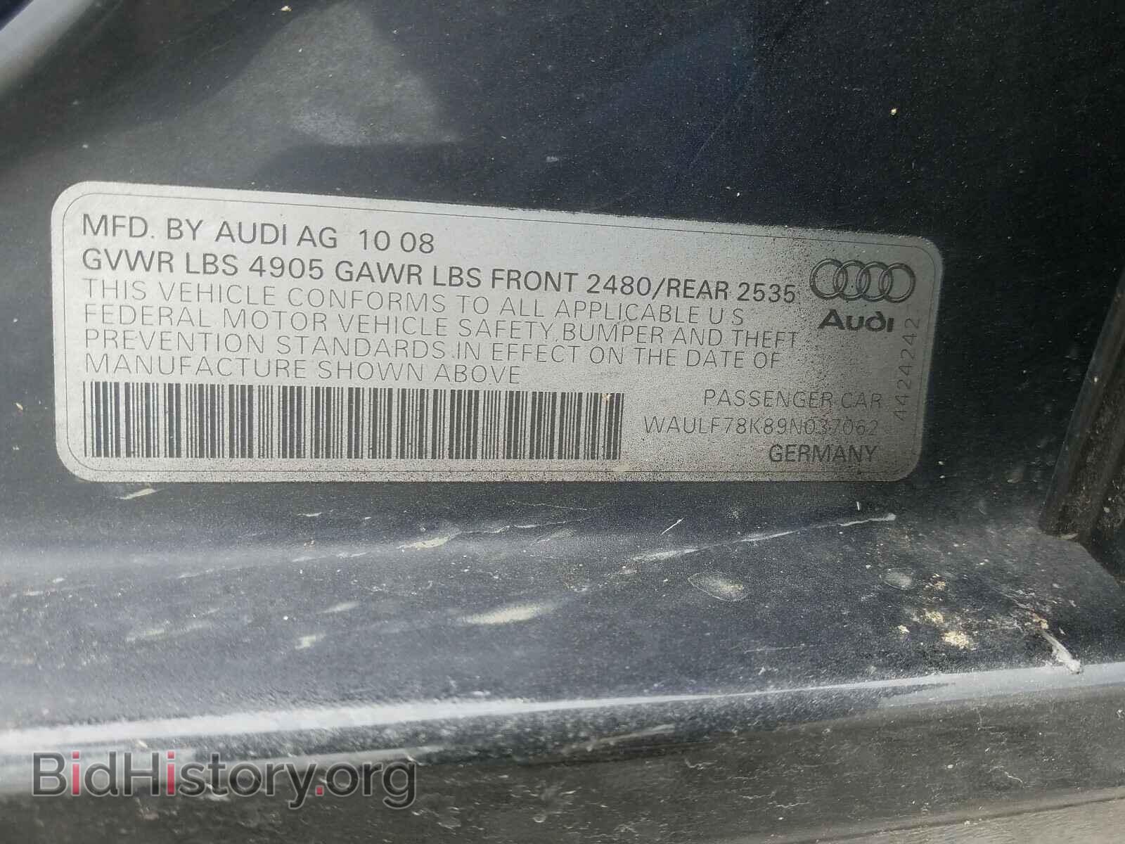 2009 AUDI A4 - VIN: WAULF78K89N037062 - Фото 10