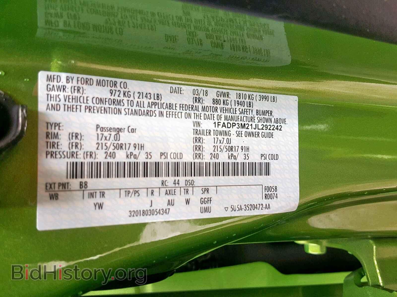 2018 FORD FOCUS - VIN: 1FADP3M21JL292242 - Фото 10