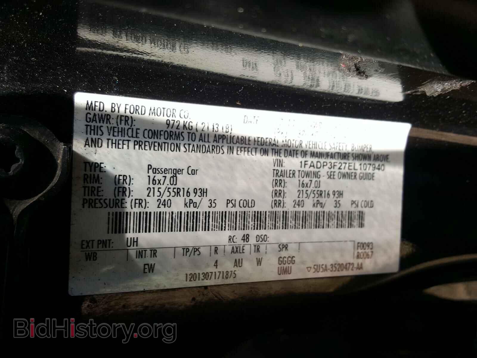 2014 FORD FOCUS - VIN: 1FADP3F27EL107940 - Фото 10