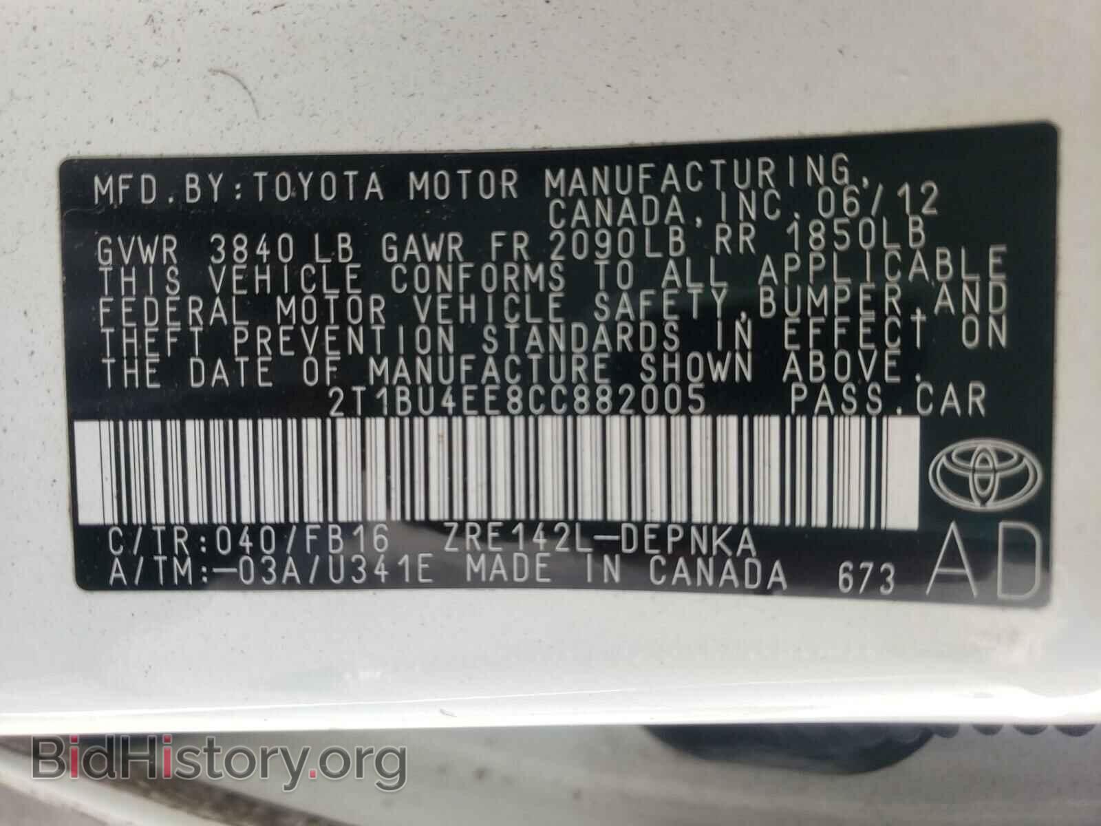 2012 TOYOTA COROLLA - VIN: 2T1BU4EE8CC882005 - Фото 10