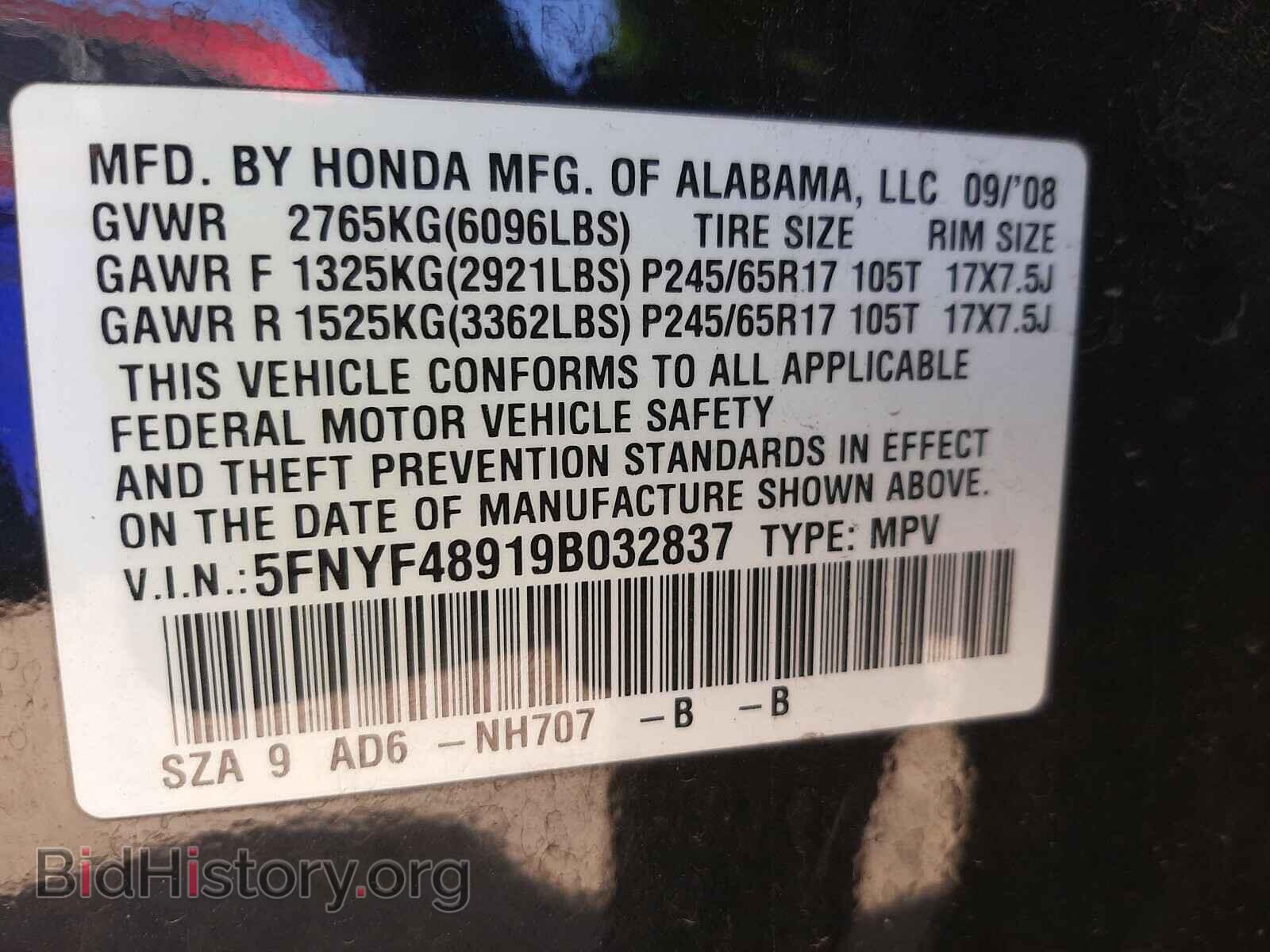 2009 HONDA PILOT - VIN: 5FNYF48919B032837 - Фото 10