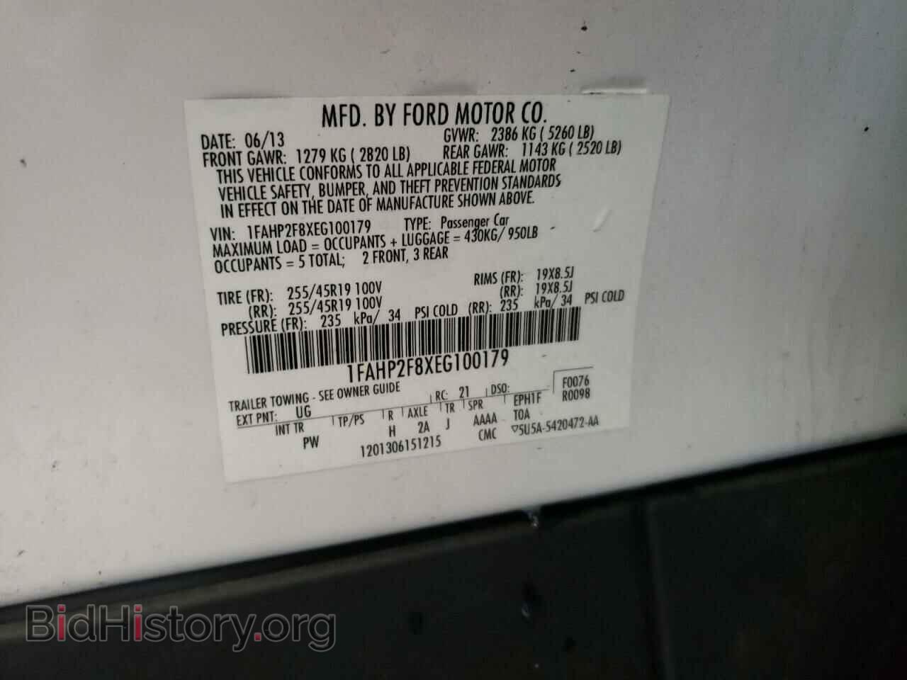 2014 FORD TAURUS - VIN: 1FAHP2F8XEG100179 - Фото 13