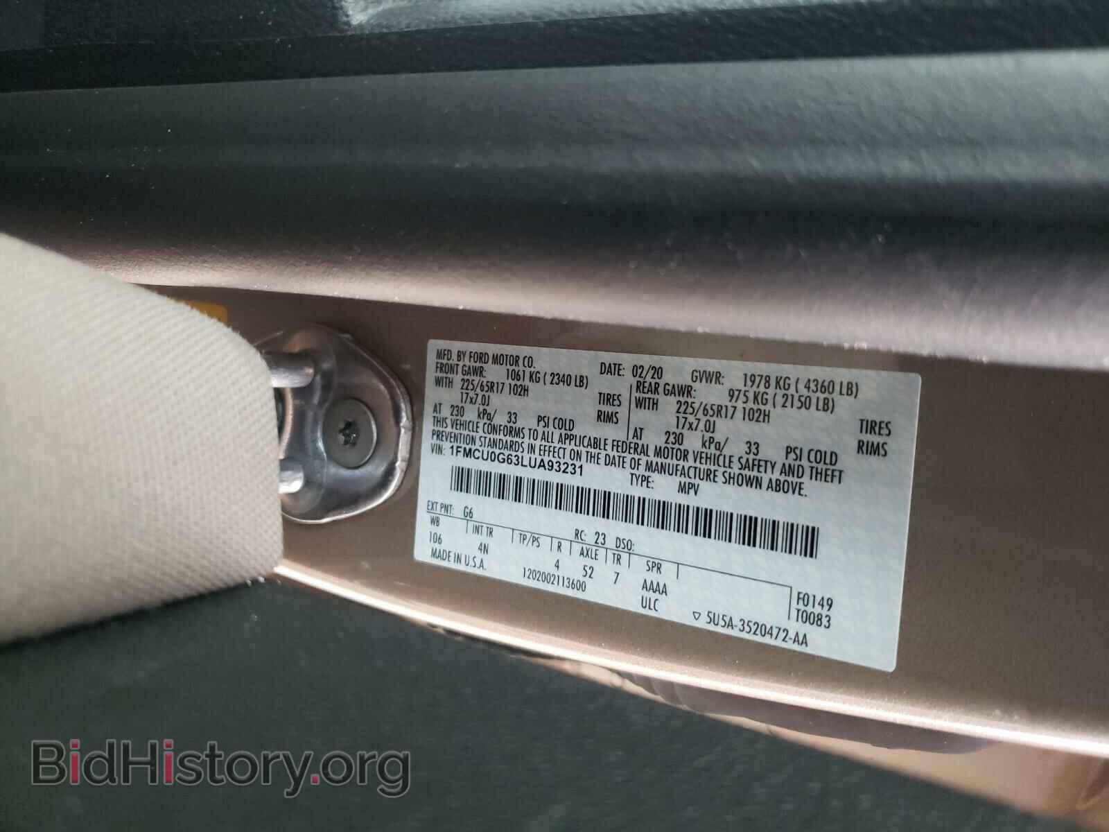 2020 FORD ESCAPE - VIN: 1FMCU0G63LUA93231 - Photo 10