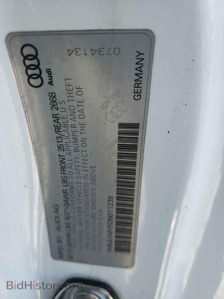 2013 AUDI A5 - VIN: WAULFAFH5DN011239 - Фото 10
